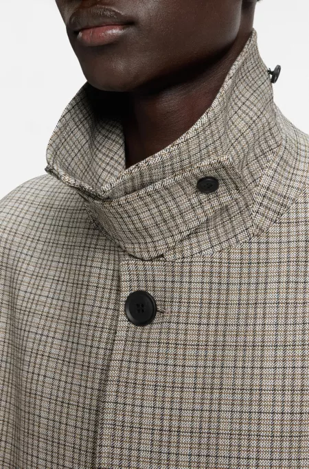 Classic-fit coat with check pattern