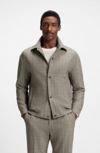 Relaxed-fit overshirt in checked stretch fabric, Beige Patterned