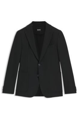 Slim-fit jacket in machine-washable stretch fabric, Black