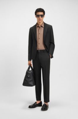 Slim-fit jacket in machine-washable stretch fabric, Black