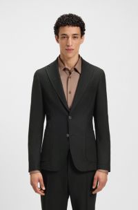 Slim-fit jacket in machine-washable stretch fabric, Black