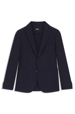 Slim-fit jacket in machine-washable stretch fabric, Dark Blue