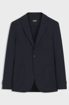 Slim-fit jacket in machine-washable stretch fabric, Dark Blue