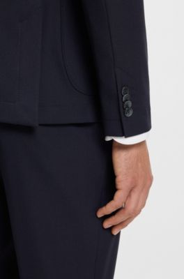Slim-fit jacket in machine-washable stretch fabric, Dark Blue