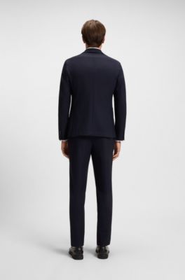 Slim-fit jacket in machine-washable stretch fabric, Dark Blue