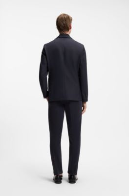 Slim-Fit Sakko aus waschmaschinenfestem Stretch-Gewebe, Dunkelblau