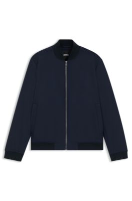 Slim-fit jacket in machine-washable stretch fabric, Dark Blue