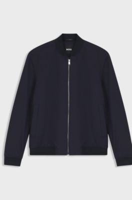 Slim-fit jacket in machine-washable stretch fabric, Dark Blue