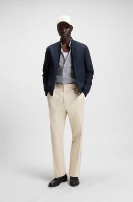 Slim-fit jacket in machine-washable stretch fabric, Dark Blue