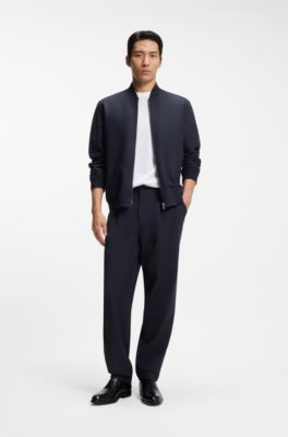 Slim-fit jacket in machine-washable stretch fabric, Dark Blue