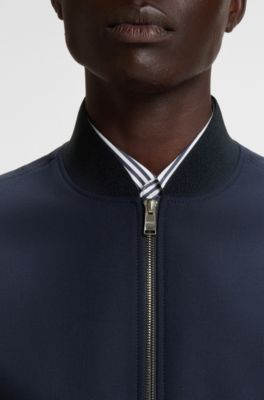 Slim-fit jacket in machine-washable stretch fabric, Dark Blue