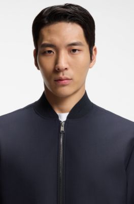 Slim-fit jacket in machine-washable stretch fabric, Dark Blue