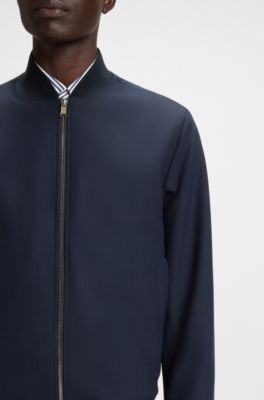 Slim-fit jacket in machine-washable stretch fabric, Dark Blue