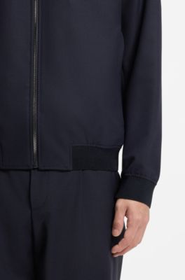 Slim-fit jacket in machine-washable stretch fabric, Dark Blue