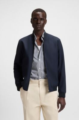 Slim-fit jacket in machine-washable stretch fabric, Dark Blue