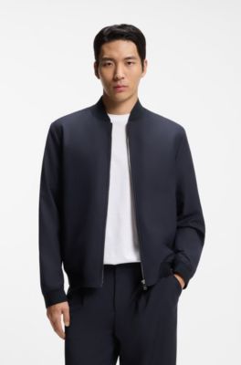 머신 워셔블 스트레치 패브릭 슬림 핏 재킷, 다크 블루