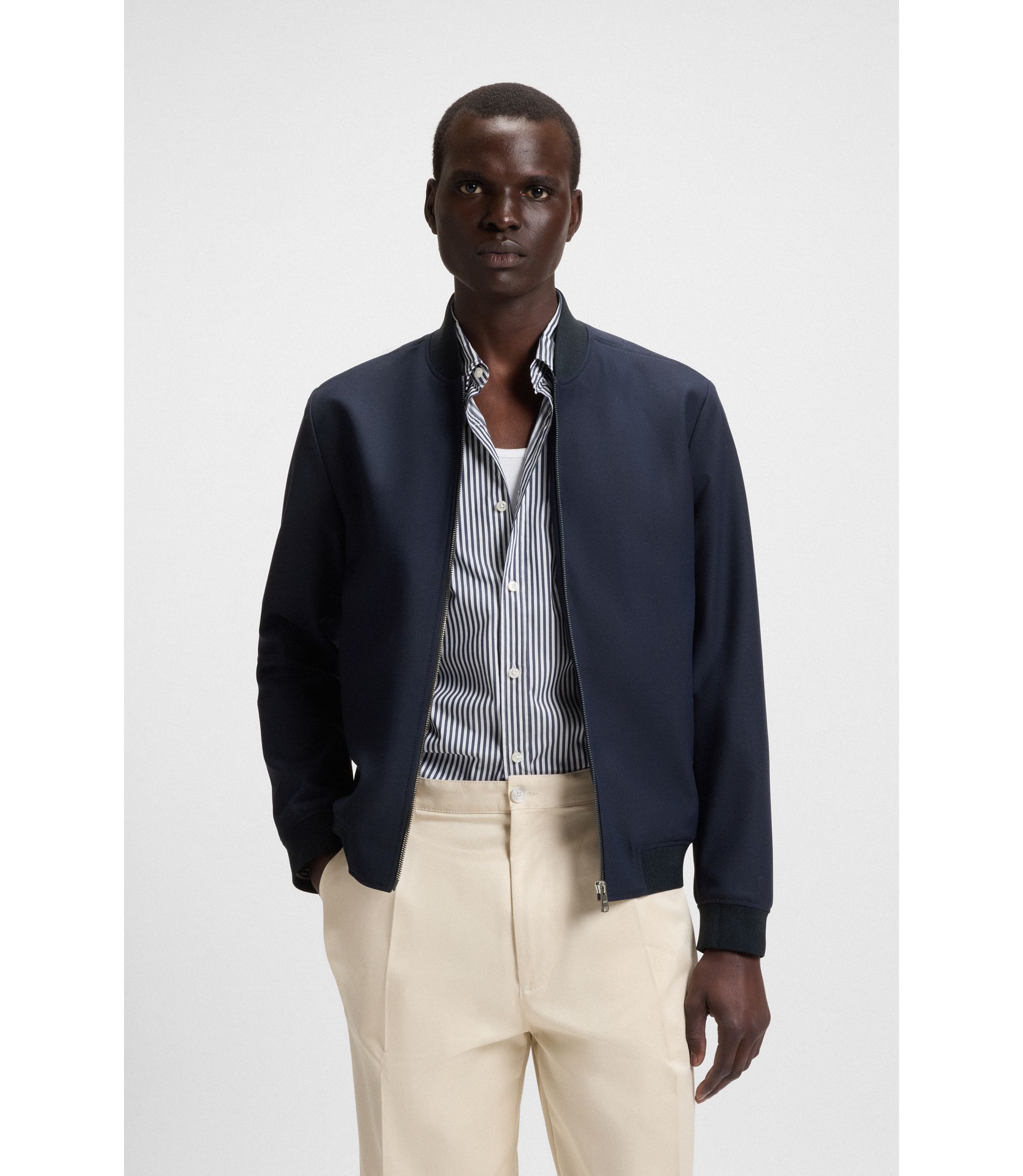 BOSS スリムフィットジャケット ストレッチジャージー BOSS - スリムフィットジャケット パフォーマンスストレッチジャージー