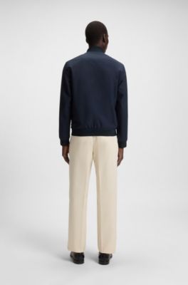 Slim-fit jacket in machine-washable stretch fabric, Dark Blue