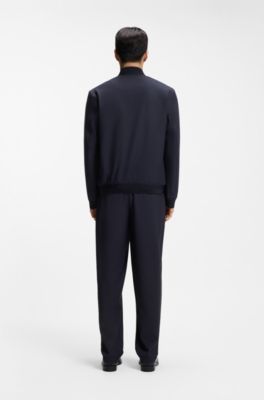 Slim-fit jacket in machine-washable stretch fabric, Dark Blue