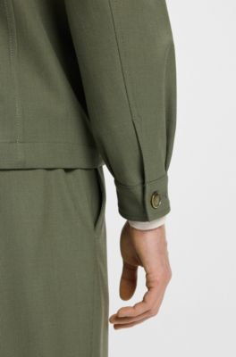 Relaxed-fit overshirt van machinewasbaar hoogwaardig stretchmateriaal, Olijf