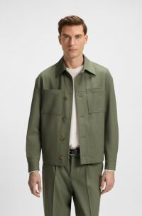 Relaxed-fit overshirt in machine-washable performance-stretch fabric, Green