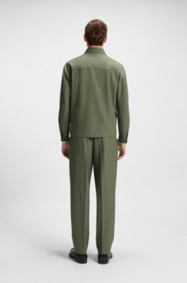 Relaxed-fit overshirt van machinewasbaar hoogwaardig stretchmateriaal, Olijf