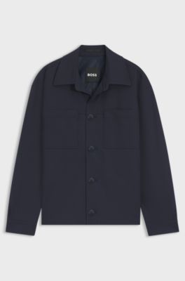 Relaxed-fit overshirt in machine-washable performance-stretch fabric, Dark Blue