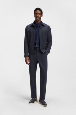 Relaxed fit-overshirt i maskintv&auml;ttbart performance stretch-tyg, M&ouml;rkbl&aring;