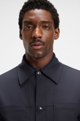 Relaxed-fit overshirt in machine-washable performance-stretch fabric, Dark Blue