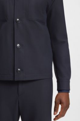 Relaxed-fit overshirt in machine-washable performance-stretch fabric, Dark Blue