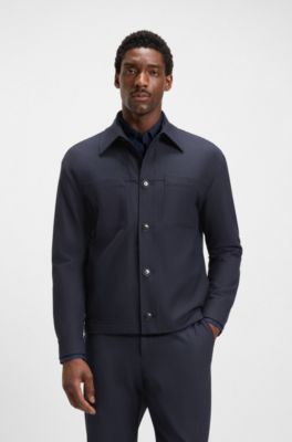 Relaxed-fit overshirt in machine-washable performance-stretch fabric, Dark Blue