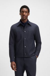 Relaxed-fit overshirt in machine-washable performance-stretch fabric, Dark Blue