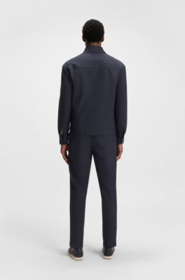 Relaxed-fit overshirt in machine-washable performance-stretch fabric, Dark Blue