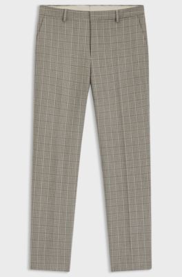 Relaxed-fit trousers in checked stretch fabric, Beige Patterned