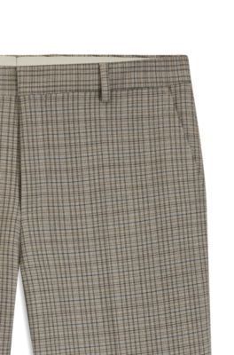 Relaxed-fit trousers in checked stretch fabric, Beige Patterned