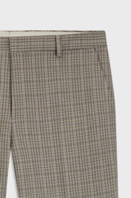 Relaxed-fit trousers in checked stretch fabric, Beige Patterned