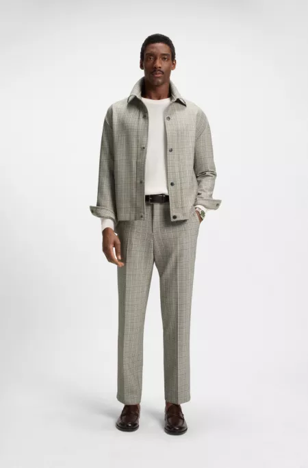 Relaxed-fit trousers in checked stretch fabric