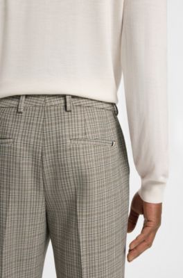 Relaxed-fit trousers in checked stretch fabric, Beige Patterned
