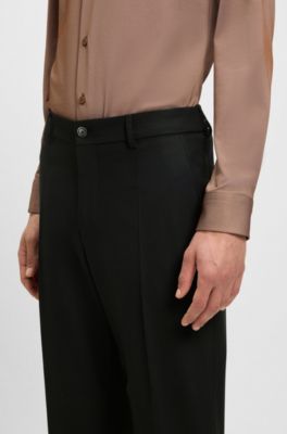 Tapered-fit trousers in machine-washable stretch fabric, Black