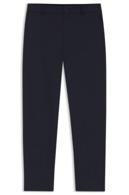 Tapered-fit trousers in machine-washable stretch fabric, Dark Blue