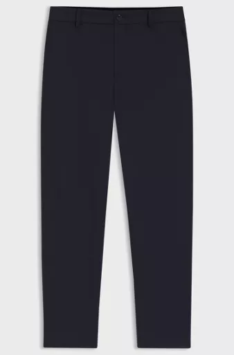 Tapered-fit trousers in machine-washable stretch fabric, Dark Blue
