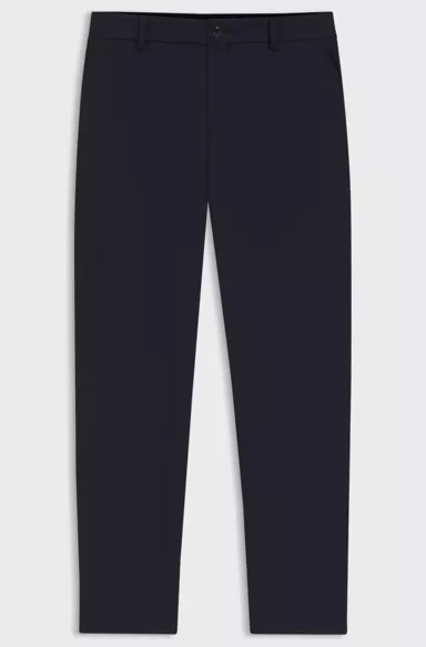 Tapered-fit trousers in machine-washable stretch fabric, Dark Blue