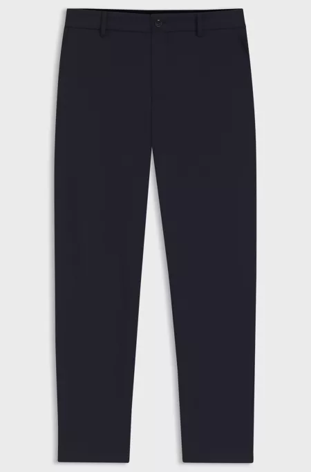 Tapered-fit trousers in machine-washable stretch fabric, Dark Blue