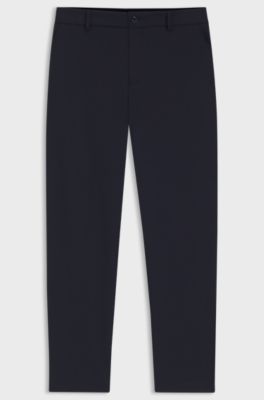 Tapered-fit trousers in machine-washable stretch fabric, Dark Blue