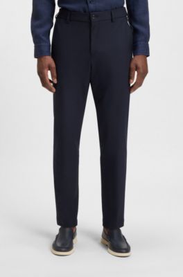 Pantalon Tapered en tissu stretch lavable en machine, Bleu fonc&eacute;