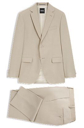 Regular-fit suit in micro-patterned virgin wool