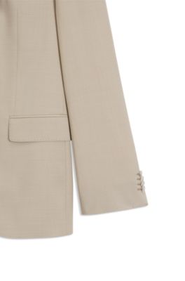 Regular-fit suit in micro-patterned virgin wool, Natural
