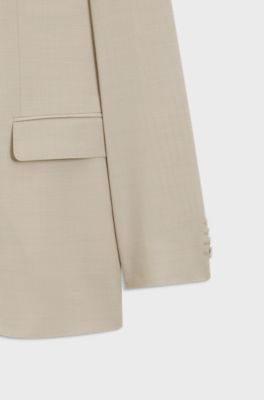 Regular-fit suit in micro-patterned virgin wool, Natural