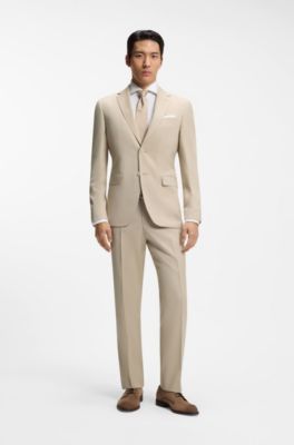 Regular-fit suit in micro-patterned virgin wool, Natural