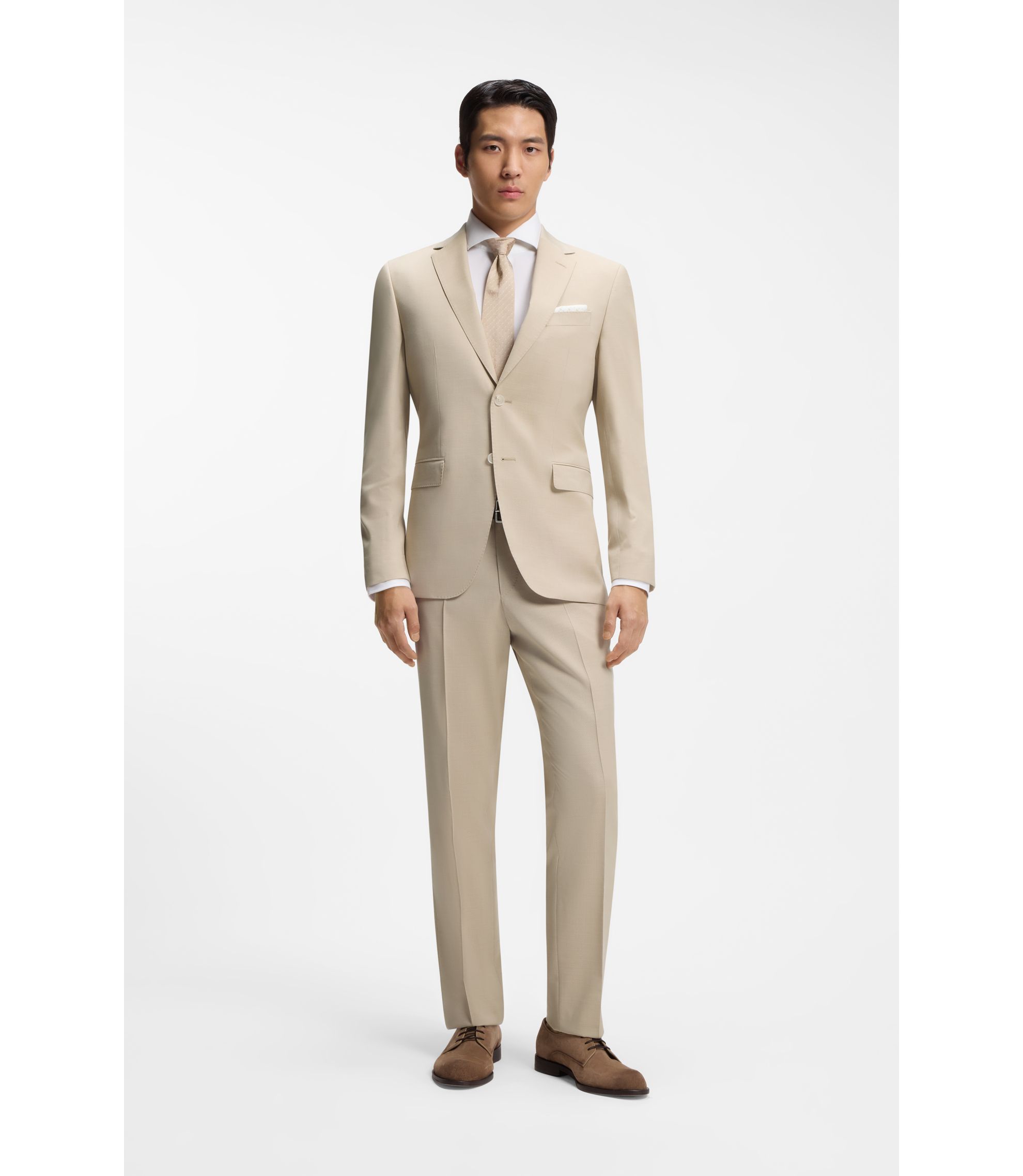 Regular-Fit Anzug aus Schurwolle mit dezentem Muster